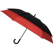 Parapluie long à monture innovante - Diamètre 128 cm - Résistant au vent - Noir et rouge