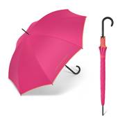 Grand parapluie automatique - Résistant au vent - Avec poignée courbée - Rose fuchsia