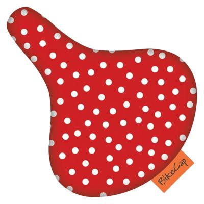 Housse de selle de vélo - Rouge à pois blancs