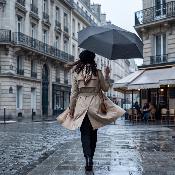Mini parapluie pliant pour femmes - Ultra-léger et compact - Résistant au vent - Noir