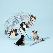 Parapluie cage à oiseaux transparent pour femmes - Système d'ouverture automatique - Motif Chiens