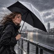Parapluie tempête - Résistance aux vents jusqu'à 100 km/h - Aérodynamique - Ouverture manuelle - 92 cm - Noir