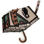 Parapluie Pliant pour Femme - Poignée Courbée en Bois - Motifs chat et chien