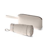 Mini parapluie femme - Parapluie six volets - Léger et compact - Avec étui en cuir zippé - Blanc crème