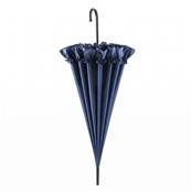 Parapluie Pagode pour Femme - 16 Baleines en Fibre de Verre - Style à Volants - Bleu Foncé