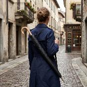 Parapluie Long pour Femme et Homme - 8 Baleines en fer - Grande toile de 103 cm - Livré avec un étui Assorti - Résistant au vent - Noir