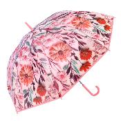 Parapluie Transparent pour Femme - Système d'ouverture automatique - Resistant au Vent - Motif floral - Rose Pale