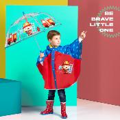 Changement de couleur Poncho de pluie  bleu et rouge pour enfants de 4 à 6 ans