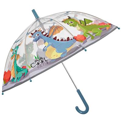 Parapluie transparent pour enfants - Bordure réfléchissante pour une visibilité optimale la nuit - Parapluie garçon - Dragons
