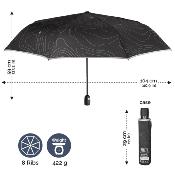 Parapluie réfléchissante pour femme et Homme - Ouverture automatique - Large protection 104 cm - Noir avec bordure refléchissante