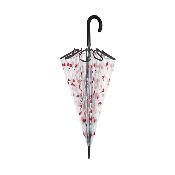 Parapluie cloche transparent pour femme - Système d'ouverture automatique - Cerises