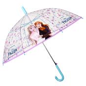Parapluie enfant cloche transparent -  Parapluie fille - Poignée bleue - Frozen