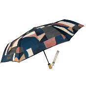 Parapluie pliant pour femme - Système d'ouverture et de fermeture automatique - Résistant au vent - Poignée en bois d'érable - Forme géométrique