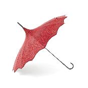 Parapluie long pour femme - Parapluie pagode - Bord festonné rouge