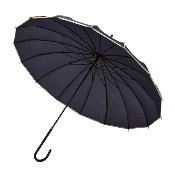 Parapluie long pour femme - Pagode côtelée - Bleu Marine