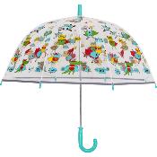 Parapluie enfant transparent - Parapluie garçon - Poignée turquoise - Animaux Super Héros