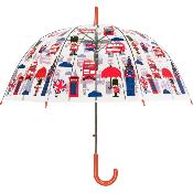 Parapluie enfant transparent -  Parapluie fille -  Poignée orange - Londres