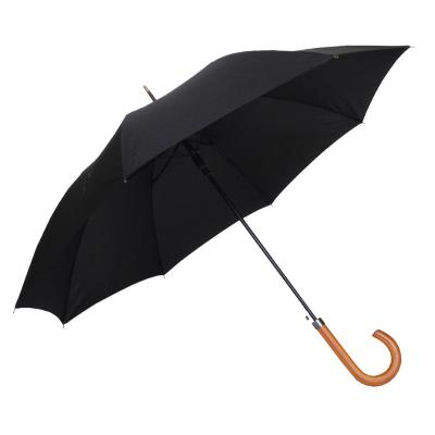 Parapluie de marche unisexe - Ouverture automatique - Résistant au vent - Poignée en bois - Noir