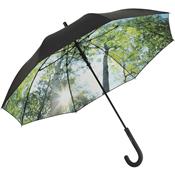 Parapluie long automatique femme - Double toile avec imprimé forêt à l'intérieur - Résistant au vent - Protège des UV