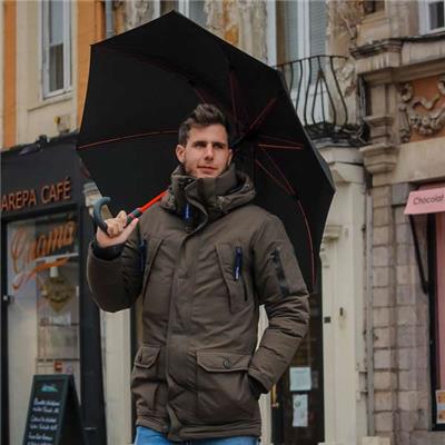 Parapluie long - Automatique - Résistant au vent avec le système intérieur rouge