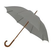 Parapluie canne et écologique - Ouverture manuelle - Large protection 102 cm - Gris avec poignée en bois - toile en tisus RPET (bouteilles en plastiqus recyclés)