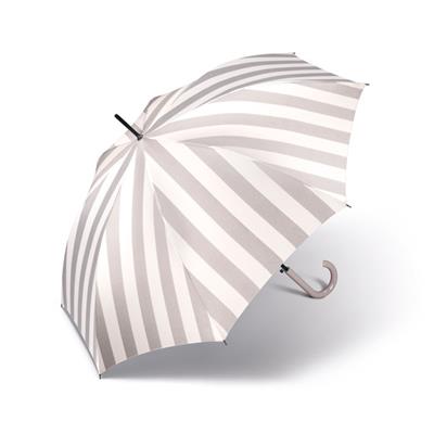 Parapluie PIERRE CARDIN long pour femme - Ouverture automatique - Large 105 cm - Rayures blanches et grises