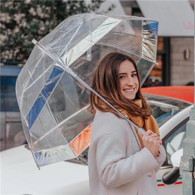 Parapluie cloche transparent femme à bordure irisé