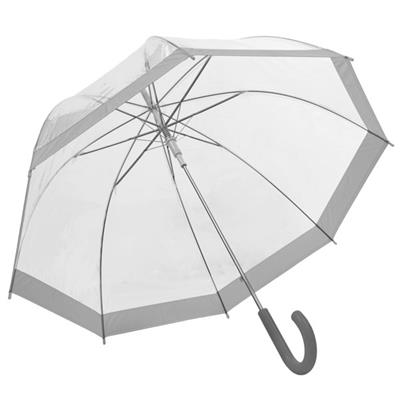 Parapluie droit ouverture automatique - Transparent avec bordure argent