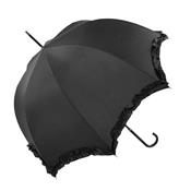 Parapluie pour mariée à ouverture automatique - Tissu noir de haute qualité avec volant