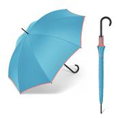 Grand parapluie automatique - Résistant au vent - Avec poignée courbée - Bleu Glacé