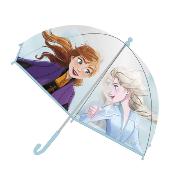 Parapluie enfant transparent - Parapluie fille - Poignée bleue - Elsa et Anna