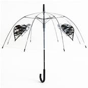 Parapluie cage à oiseaux transparent pour femme - Système d'ouverture automatique - Noir Cœur