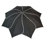 Parapluie en forme de pétale pour femme - Toile tournesol - Ouverture automatique - Noir avec bordure blanche