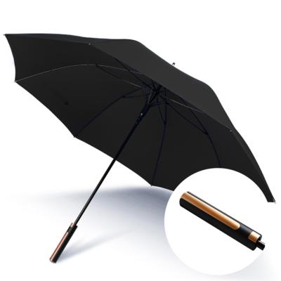Parapluie long -  Ouverture Bouton Luxe plat Automatique - Noir avec manche dorée