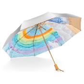 Parapluie pliant automatique pour femme - Parapluie à trois volets - Revêtement argenté - Intérieur arc-en-ciel