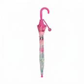Parapluie Cloche Transparent pour Enfant - 8 Baleines en Fibre de Verre - Poignée Confortable - Chat rose