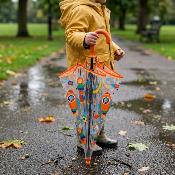 Parapluie Semi-transparent pour Enfant - Système d'ouverture Automatique - Transparent Avec Poignée Orange - Fusée spatiale