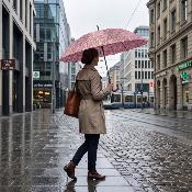 Parapluie Long pour Femme - Système d'ouverture Automatique - 16 Baleines en Fibre de Verre - Grande Protection de 105 cm - Résistant au vent - Rose Pale