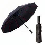 Parapluie Pliant pour Homme et Femme - Ouverture et fermeture automatiques - 10 Baleines en Fibre de Verre - Auvent en pongée revêtu d'UV - Grande toile de 106 cm - Résistant au vent - Noir