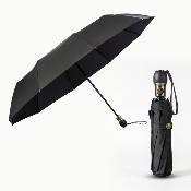 Parapluie Pliant pour Homme et Femme - Ouverture et fermeture automatiques - 10 Baleines en fibre de verre - Grande toile de 115 cm - Parapluie Pliant à Trois Volet - Résistant au vent - Noir