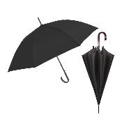 Parapluie golf pour homme - Système d'ouverture automatique - Grande protection de 114 cm - Avec poignée courbée en bois - Noir