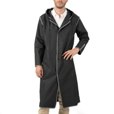 Imperméable de pluie à capuche - Liseré réfléchissant et bandes réfléchissantes à l'arrière - Taille L (180-195CM) - Noir