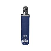 Mini parapluie pliant réfléchissant pour homme - Ouverture automatique - Bleu avec bordure réfléchissante
