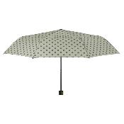 Mini parapluie pliant pour femme - Résistant au vent - À pois - Beige