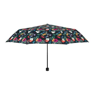 Mini Parapluie pliant pour femme - Floral - Noir