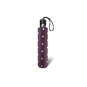 Mini parapluie pliant pour femme - Compact - Pois métalliques Prune