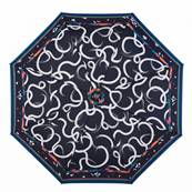 Mini parapluie pliant - Ouverture et fermeture automatiques - Poignée à molette - Résistant au vent - Bleu foncé