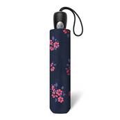 Mini parapluie pliant - Ouverture et fermeture automatiques - Poignée à molette - Résistant au vent - Bleu bouquet