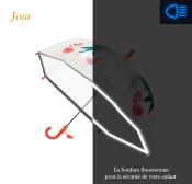 Parapluie cloche transparent enfant - Flamingo -  Bordure réflechissante pour être visible la nuit