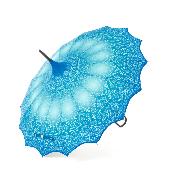 Parapluie long pour femme - Parapluie pagode - Bord festonné bleu sarcelle